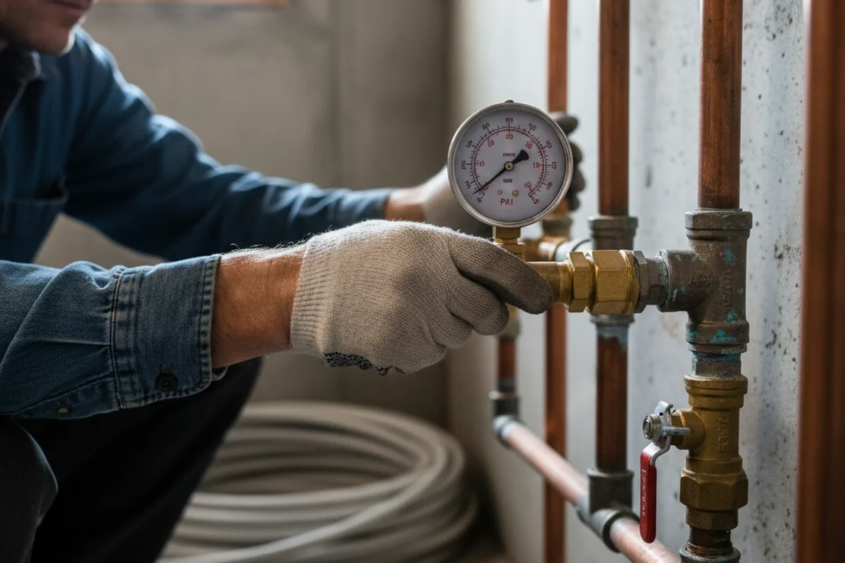 Pressure testing a repaired line during Water Line Repair in Cougar